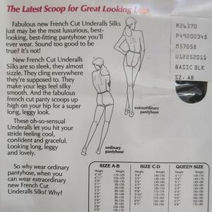 French Cut Underalls Pantyhose Panties All In One Silks Size A-B Black