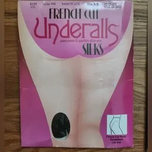 French Cut Underalls Pantyhose Panties all in one Silks Size A-B Black