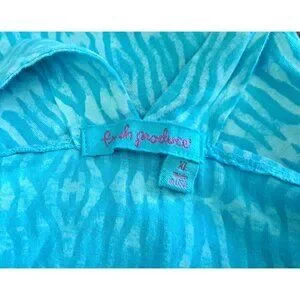 Fresh Produce Girl's 10 (XL) Sleeveless Sundress Blue Ikat Print Ruffle Beach