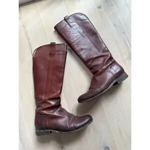 Frye Paige Riding Boots Size 9 Brown Leather Equestrian Fall Staple Distressed