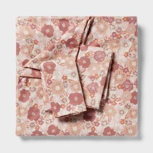 Full/Queen Printed Easy Care Duvet Cover And Sham Copper/Light Pink