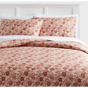Full/Queen Printed Easy Care Duvet Cover And Sham Copper/Light Pink