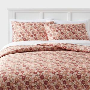Full/Queen Printed Easy Care Duvet Cover and Sham Copper/Light Pink
