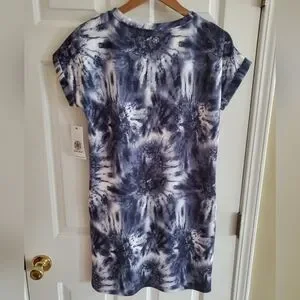 Gaiam Womens Hudson Graphite Gray Tie Dye Athleisure Pocket Tee Dress Size S