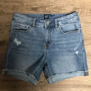 Gap Denim Stretch Midi Jean Shorts  Girls Size 14 regular