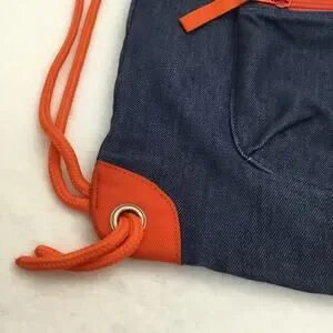 GAP Drawstring Soft Backpack Denim With Orange Drawstring