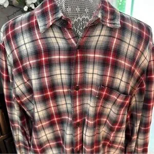 GAP Red & Navy Plaid Flannel Button-Down Shirt Men’s Large