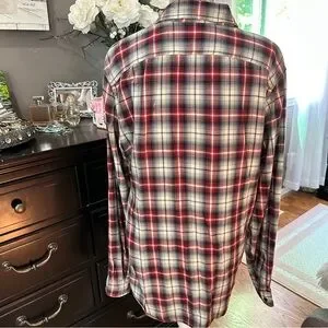 GAP Red & Navy Plaid Flannel Button-Down Shirt Men’s Large