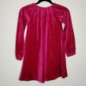 Garnet Hill Kids Pink Velvet Long Sleeve Dress Size 8