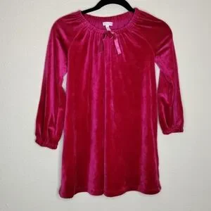 Garnet Hill Kids Pink Velvet Long Sleeve Dress Size 8