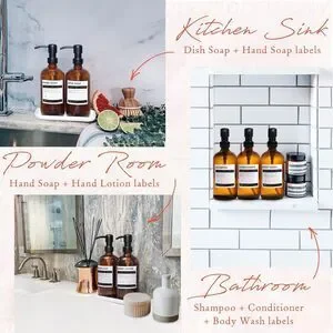 Gdtimes Dispenser Set With Labels - Amber Bottles With Black Pumps 17 Oz