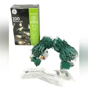 GE White String Lights Constant On 100 Lights Clear NWT