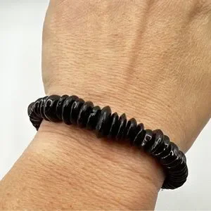 Genuine Graduated Garnet Disk beaded Stretchy Bracelet