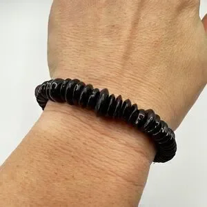 Genuine Graduated Garnet Disk beaded Stretchy Bracelet