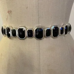 Geometric stretch black and silver metal belt - 37” Geometric stretch black and silver metal belt - 37”
