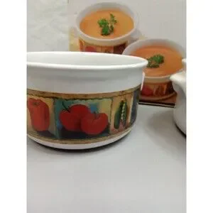 Giftco Inc Farmers Market Set Of 2 Soup Bowls Ceramic Dishwasher Safe