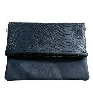 GIGI New‎ York Navy Embossed Python Leather Tassel Clutch