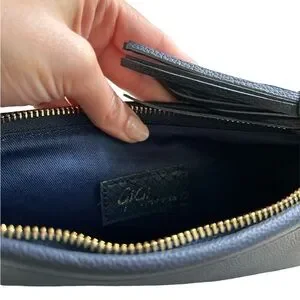 GIGI New‎ York Navy Embossed Python Leather Tassel Clutch