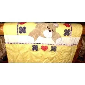 Gingham Goose 1970s Baby Quilt Blanket Handmade Teddy Bear RARE HTF Vintage Crib