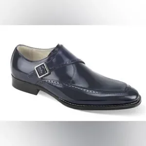 GIOVANNI MEN'S AMATO PURPLE LEATHER MOC TOE SINGLE MONK STRAP DRESS SHOE