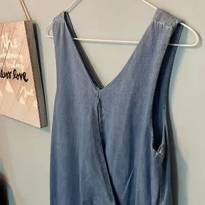 Girl's Zara Kids Denim Tie Jumper Jumpsuit Sz 13-14