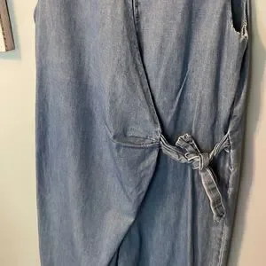 Girl's Zara Kids Denim Tie Jumper Jumpsuit Sz 13-14