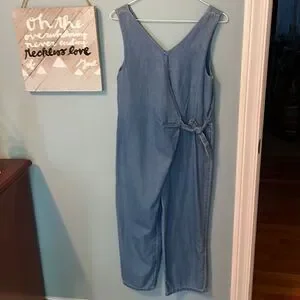 Girl's Zara Kids Denim Tie Jumper Jumpsuit Sz 13-14