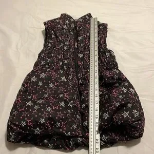 Girl Size 10/12 Piper Black With White And Pink Stars Sleeveless Puffer Vest