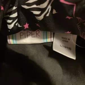 Girl Size 10/12 Piper Black With White And Pink Stars Sleeveless Puffer Vest