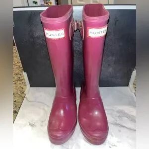 Girls hunter gloss rain boots size 1