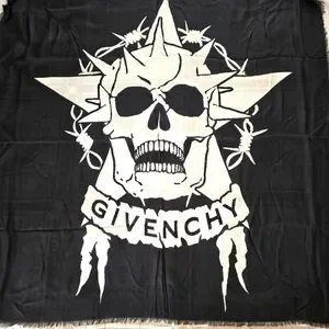 Givenchy Large Skull and Star Scarf Black