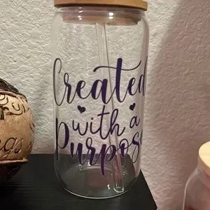Glass Tumbler With Straw And Lid