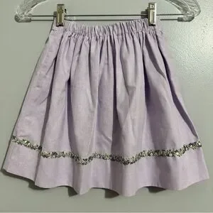 Glorimont Girls Purple Skirt With Floral Trim  elastic Waist Size 4