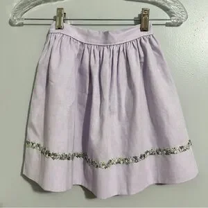 Glorimont girls purple skirt with floral trim  elastic waist size 4