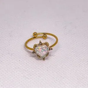 Gold Heart Opal Ring