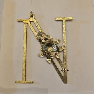 Gold Monogram Initial Ornaments Wondershop NEW Botanical Flower 