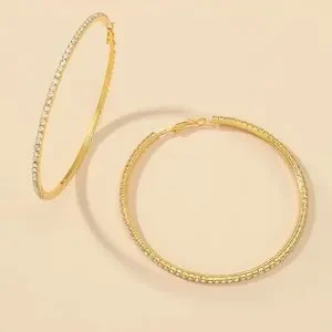 ⭐️ Gold Plated Rhinestone Big Hoop Earrings