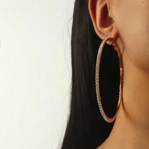 ⭐️ Gold Plated Rhinestone Big Hoop Earrings