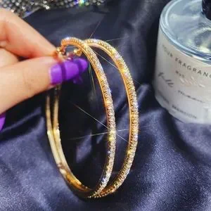 ⭐️ Gold Plated Rhinestone Big Hoop Earrings