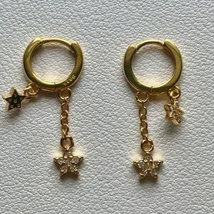 Gold Star Dangle Earrings