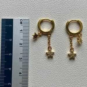 Gold Star Dangle Earrings