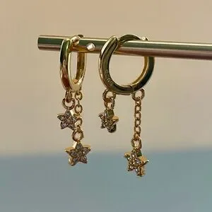 Gold Star Dangle Earrings