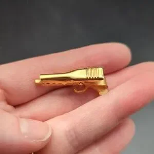 Gold Tone Revolver Gun Tie Tack