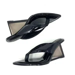 Good American Black Wedge Shoes Modern Sculptural Design Size 10
