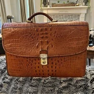 Gorgeous Brown Crocodile Embossed Leather Men's briefcase Bag executive VIP