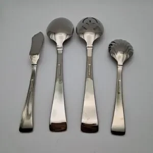 Gorham Column Frosted 4 Piece Serving Hostess Stainless 18/10 Flatware New