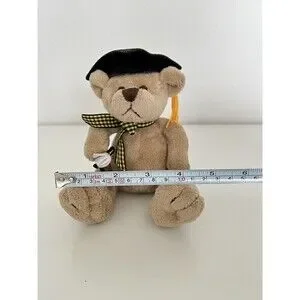 Graduation Plush Bear 6" Black Yellow Grad Gift Class Of 2023