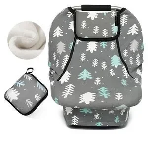 Gray and White Baby Car Seat Cover