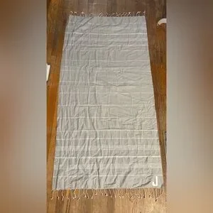 Gray Striped Towel with Fringe
