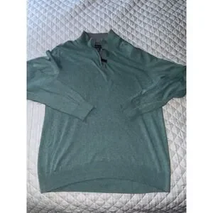 Grayson & Dunn Men's XL Quarter Zip Pullover Sweater 100% Cotton Teal Green